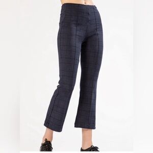 ONA madison pull on flare pants navy blue plaid